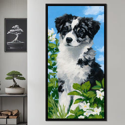 Puppy Dreams in Spring Meadows - NicheCanvas