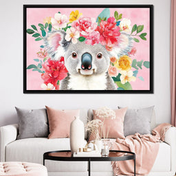 Floral Harmony with Koala - NicheCanvas