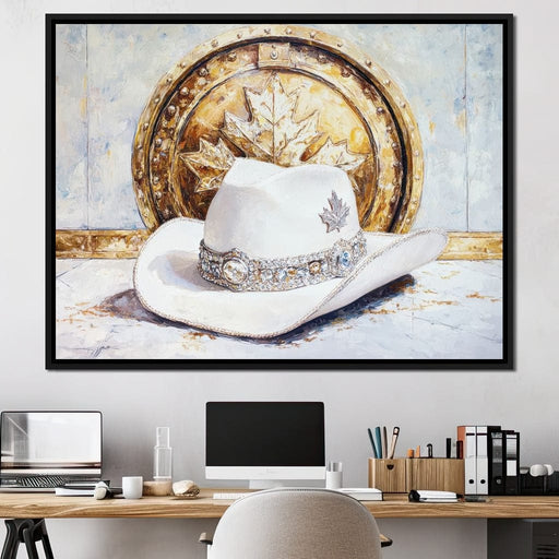 Maple Leaf Cowbow Hat Elegance Canvas Print