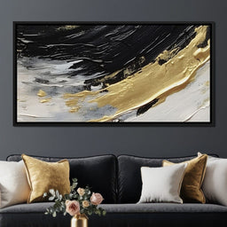 Golden Current Abstract Landscape - NicheCanvas