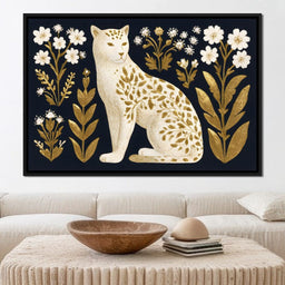 Golden Botanical Leopard Cat - NicheCanvas