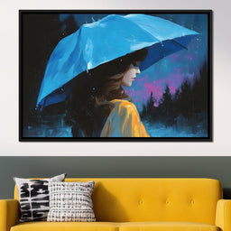 Blue Umbrella Evening Reverie - NicheCanvas