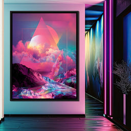 Cosmic Neon Triangle Peaks - NicheCanvas