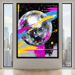 Neon Disco Ball Galaxy Pop - NicheCanvas
