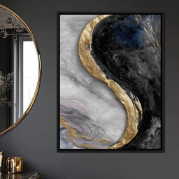 Gilded Moonstone Abstract Flow - NicheCanvas