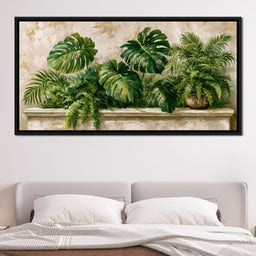 Sun Dappled Foliage On A Plaster Ledge - NicheCanvas