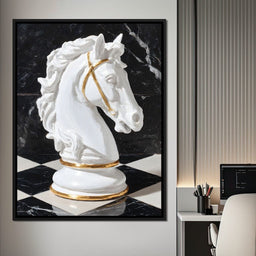 Gilded Knight on Marble Board - NicheCanvas