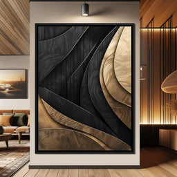 Grey and Gold Wooden Waves 004 - Johanjjf - NicheCanvas