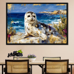 Coastal Seal Gold Brushed Sea - Neal Hackett - NicheCanvas