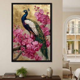 Golden Peacock Cherry Blossom - NicheCanvas