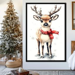 Snowy Baby Reindeer Holiday Charm - NicheCanvas
