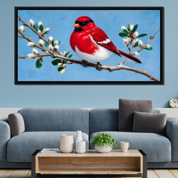 Radiant Bird on Blossoming Twig - NicheCanvas