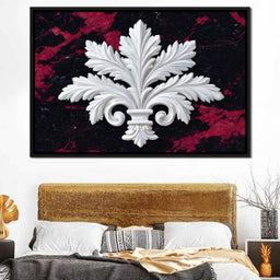 White Fleur De Lis Red Stone - NicheCanvas