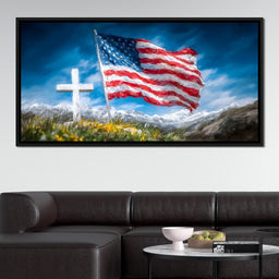 Majestic Peaks and Patriotism - NicheCanvas