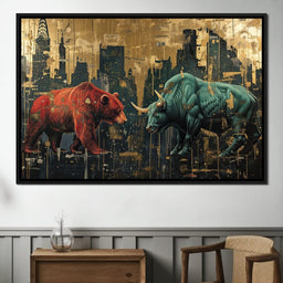 Stock Market Bear & Bull Clash - NicheCanvas