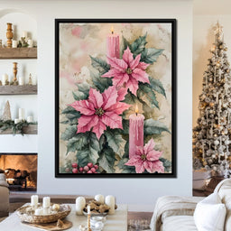 Festive Poinsettia Candle Glow - NicheCanvas