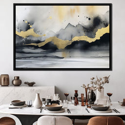Golden Peaks Abstract Mist - NicheCanvas