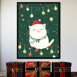Jolly Santa Kitty Holiday Lights - NicheCanvas