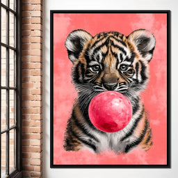 Playful Cub Bubble Burst Pink - NicheCanvas