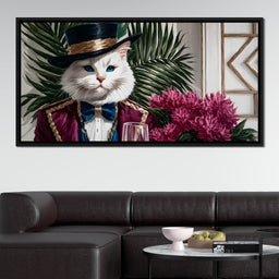 Elegant Feline in Formal Garden - NicheCanvas