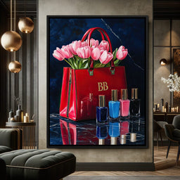 Crimson Nail Polish & Tulip Adornments - NicheCanvas