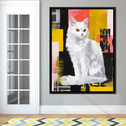 Radiant White Feline Poise - NicheCanvas