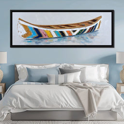 Colorful Canoe Reflections Calm - NicheCanvas