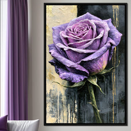 Midnight Petals Against Gilded Shadows - NicheCanvas