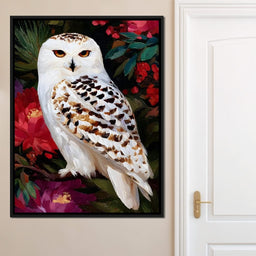 Snowy Owl Garden Blooming - NicheCanvas