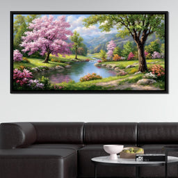 Spring Blossom Mountain Stream - NicheCanvas