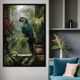Rainforest Macaw Perch Scene - NicheCanvas