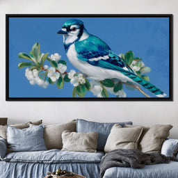 Sapphire Plume on Blossoms - NicheCanvas