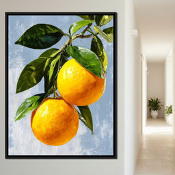 Sunlit Oranges On Branch - NicheCanvas
