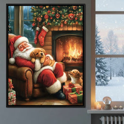 Cozy Christmas Eve With Puppies - NicheCanvas