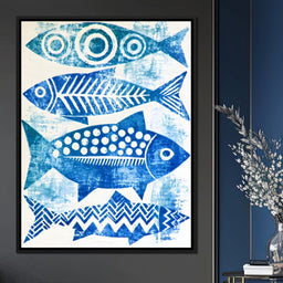 Four Geometric Marine Forms Swimming Together - NicheCanvas