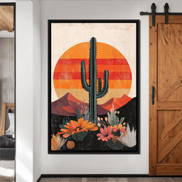Desert Blooming Cactus Radiance - NicheCanvas