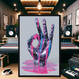 Neon Drip Hand Gesture Fusion - NicheCanvas