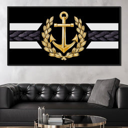 Golden Anchor Laurel Emblem - NicheCanvas