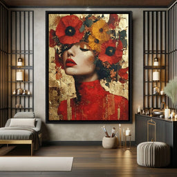 Golden Radiant Floral Muse - NicheCanvas