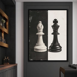 Black and White Chess Encounter - NicheCanvas