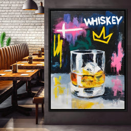 Whiskey Crown Rocks Glass Neon - NicheCanvas