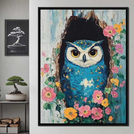 Owl Guardians Floral Haven Canvas Print