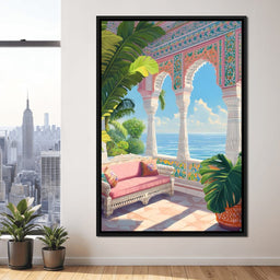 Sunlit Terrace Escape - NicheCanvas