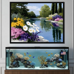 Summer Garden Lakeside Reflection - NicheCanvas