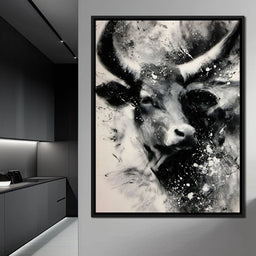 Monochrome Bull Force Unleashed - NicheCanvas