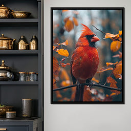 Autumn Cardinal's Perch - NicheCanvas