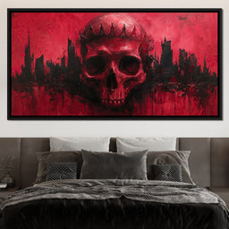 Crowned Skull Over Urban Ruins - NicheCanvas