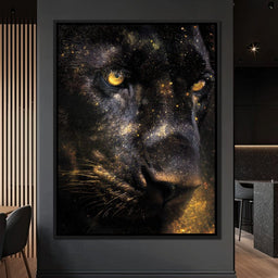 Golden Starlight Panther Portrait - NicheCanvas