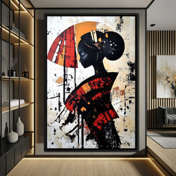 Silhouette Harmony in Amber Tones - NicheCanvas