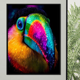 Neon Rainforest Toucan Portrait - NicheCanvas